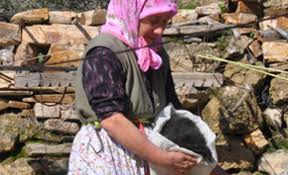 Goat hair spun with big spinning wheels Olukbaşı, Bozgoğan, Aydın, Western Turkey 2016