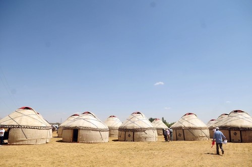 Turkmen tents constructed for the anniversary of the Battle of Manzikert in 1071, the event that provided Turks to settle in Turkey, 2018, Eastern Turkey