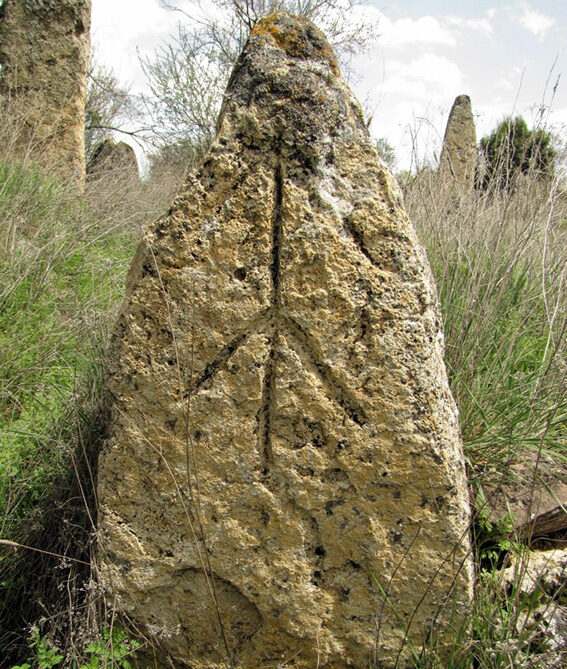 A Turkmen grave stone having the tribal sign of "Salor" tribe graved, 13th century, Denizli, Western Turkey, photo by Ümit Şıracı
