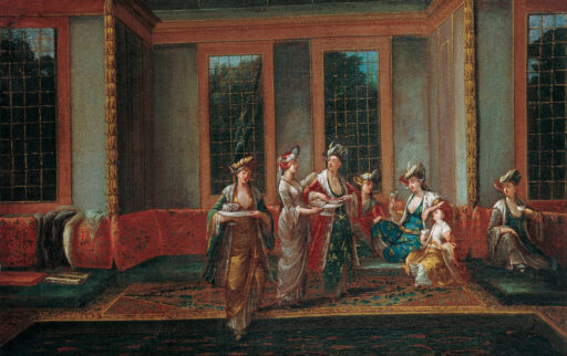 Jean-Baptiste_Vanmour_-_Women_Drinking_Coffee, Istanbul 17th Century