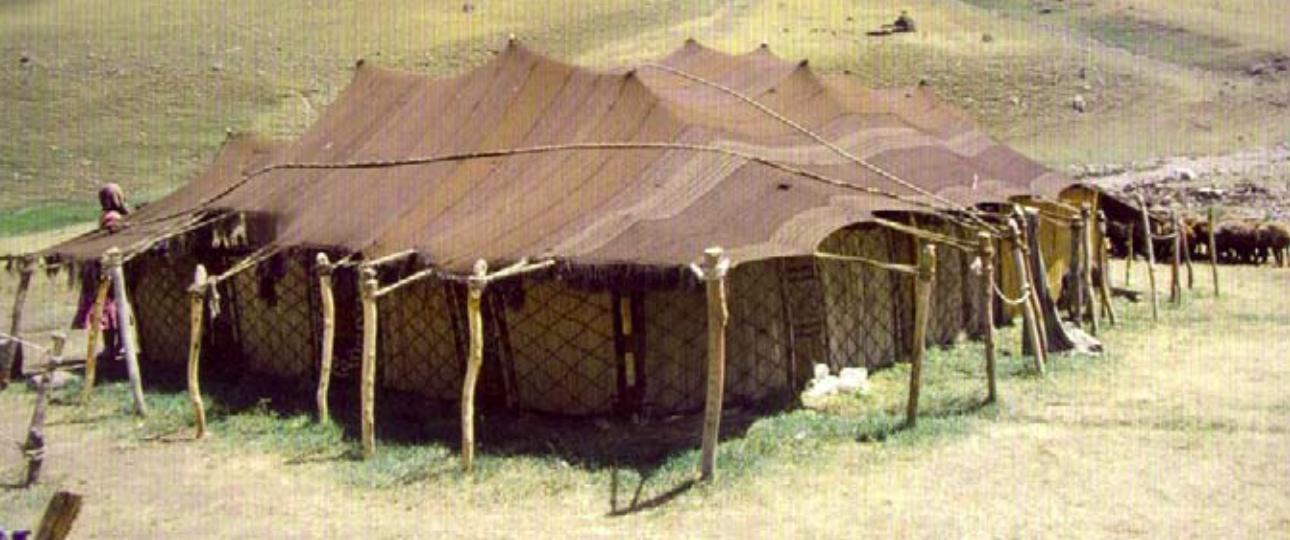 Reed screen going around the Kurdish black tent, Ağrı Mountain, North-Eastern Turkey