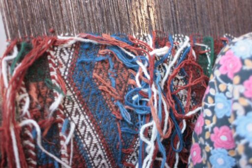 Weaving jijim from the back side on the loom, Çanakkale, Turkey