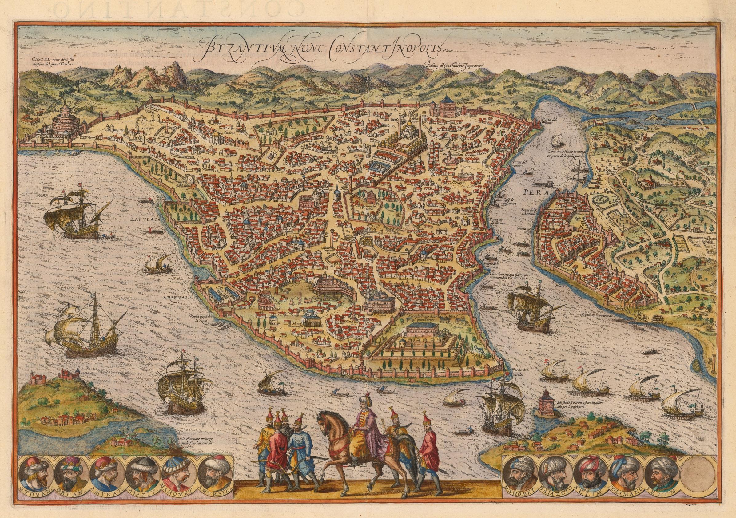 Istanbul, the Ottoman Capital with the Genovese part named Pera, 16th Century